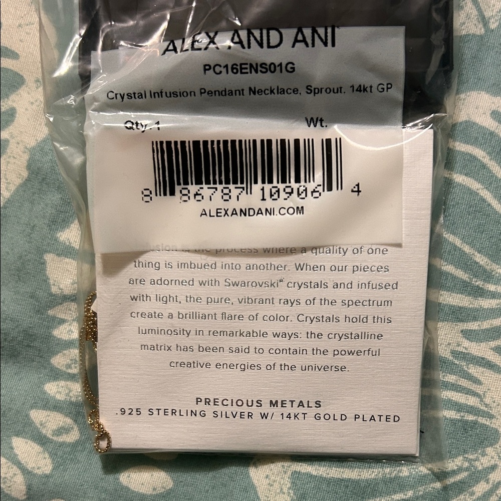 Alex and Ani Green Crystal Infusion Pendant Necklace 14kt GP - Picture 3 of 3